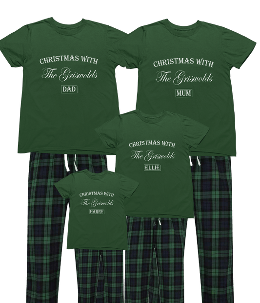 Personalised Family Christmas Pyjamas – Custom Surname & Name Matching Set 0-6 Months / Green gift_idea unique_gift personalised_gift