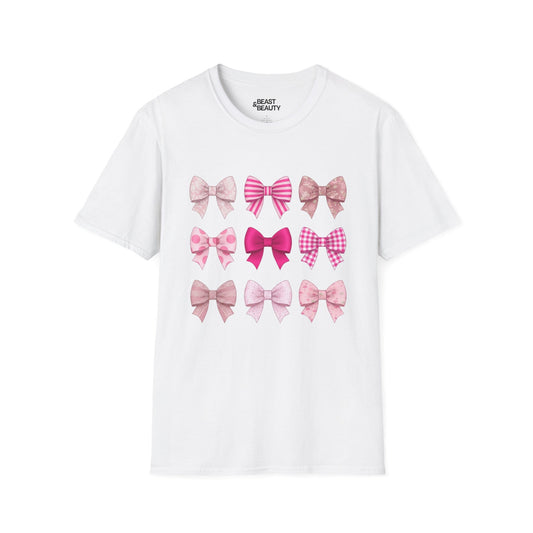 pink bow pattern t-shirt white t-shirt uk coquette gift idea
