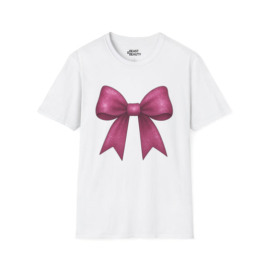 pink glitter bow t-shirt white t-shirt uk coquette gift idea