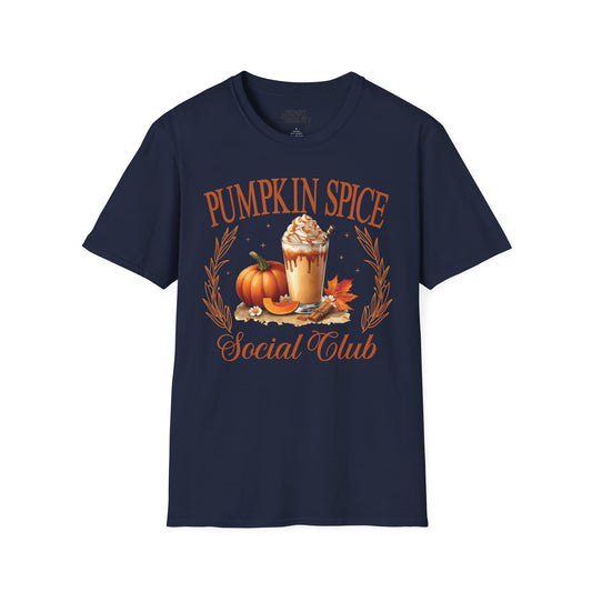 Pumpkin Spice Social Club Fall Halloween T-Shirt Navy / S gift_idea unique_gift personalised_gift