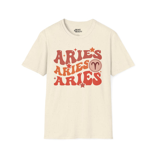 Retro Aries Zodiac Graphic T-Shirt Natural / M gift_idea unique_gift personalised_gift