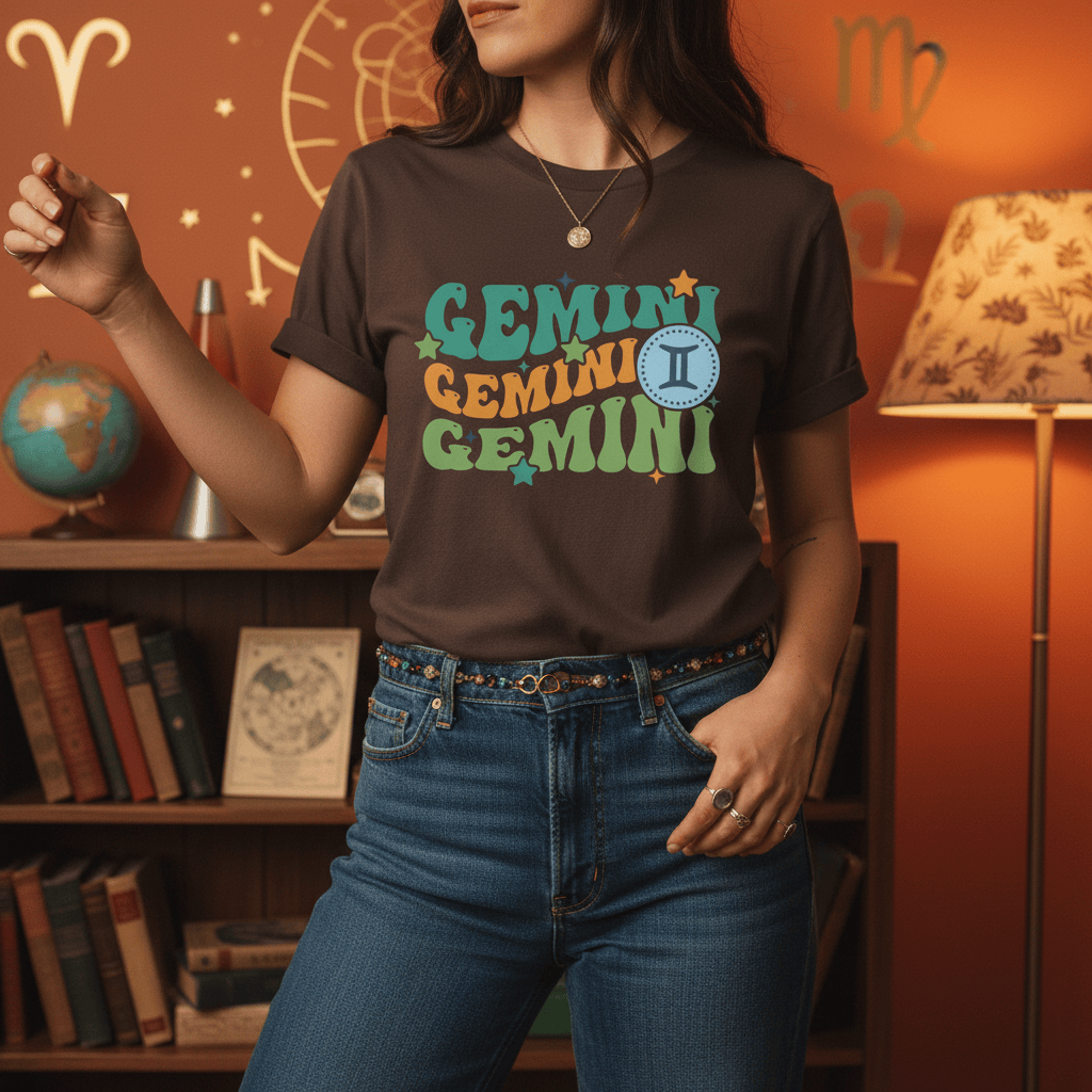 Retro Gemini Zodiac Graphic T-Shirt gift_idea unique_gift personalised_gift