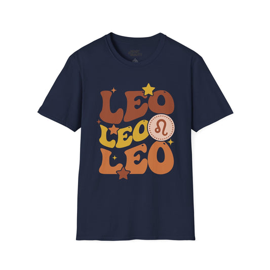 Retro Leo Zodiac Graphic T-Shirt Navy / S gift_idea unique_gift personalised_gift