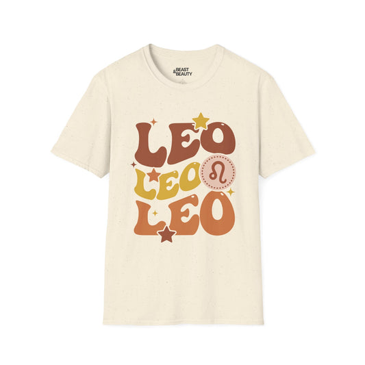 Retro Leo Zodiac Graphic T-Shirt Natural / M gift_idea unique_gift personalised_gift