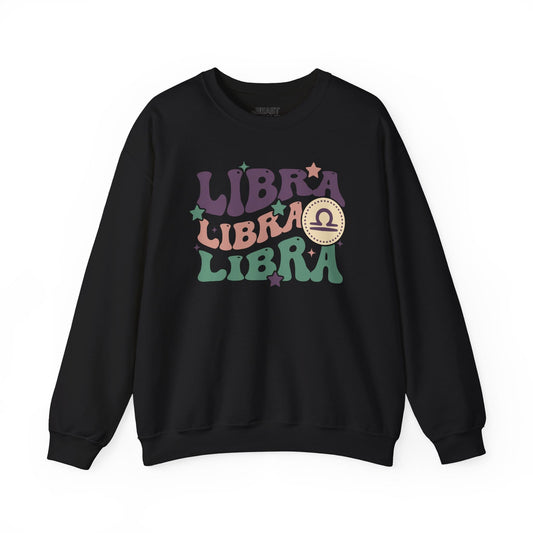 Retro Libra Zodiac Sign Adult Sweatshirt Black / S gift_idea unique_gift personalised_gift