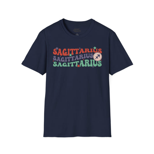 Retro Sagittarius Zodiac Graphic T-Shirt Navy / S gift_idea unique_gift personalised_gift