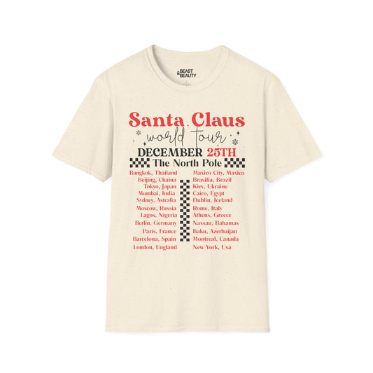 santa claus world tour christmas t-shirt natural t-shirt uk Christmas gift idea