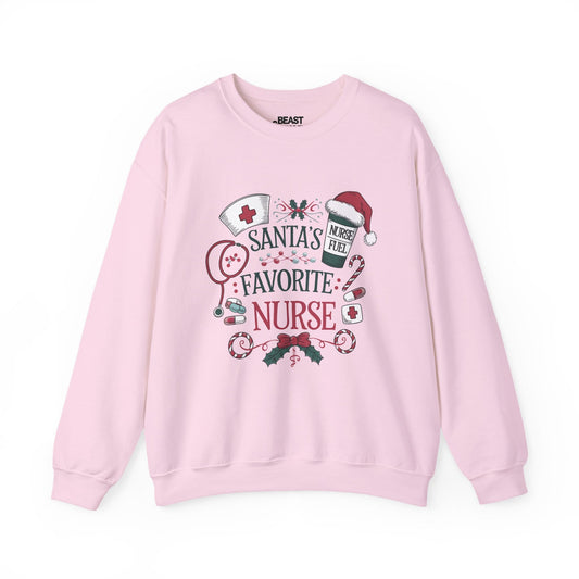 santa s favorite nurse christmas sweatshirt light pink sweatshirt uk Christmas gift idea