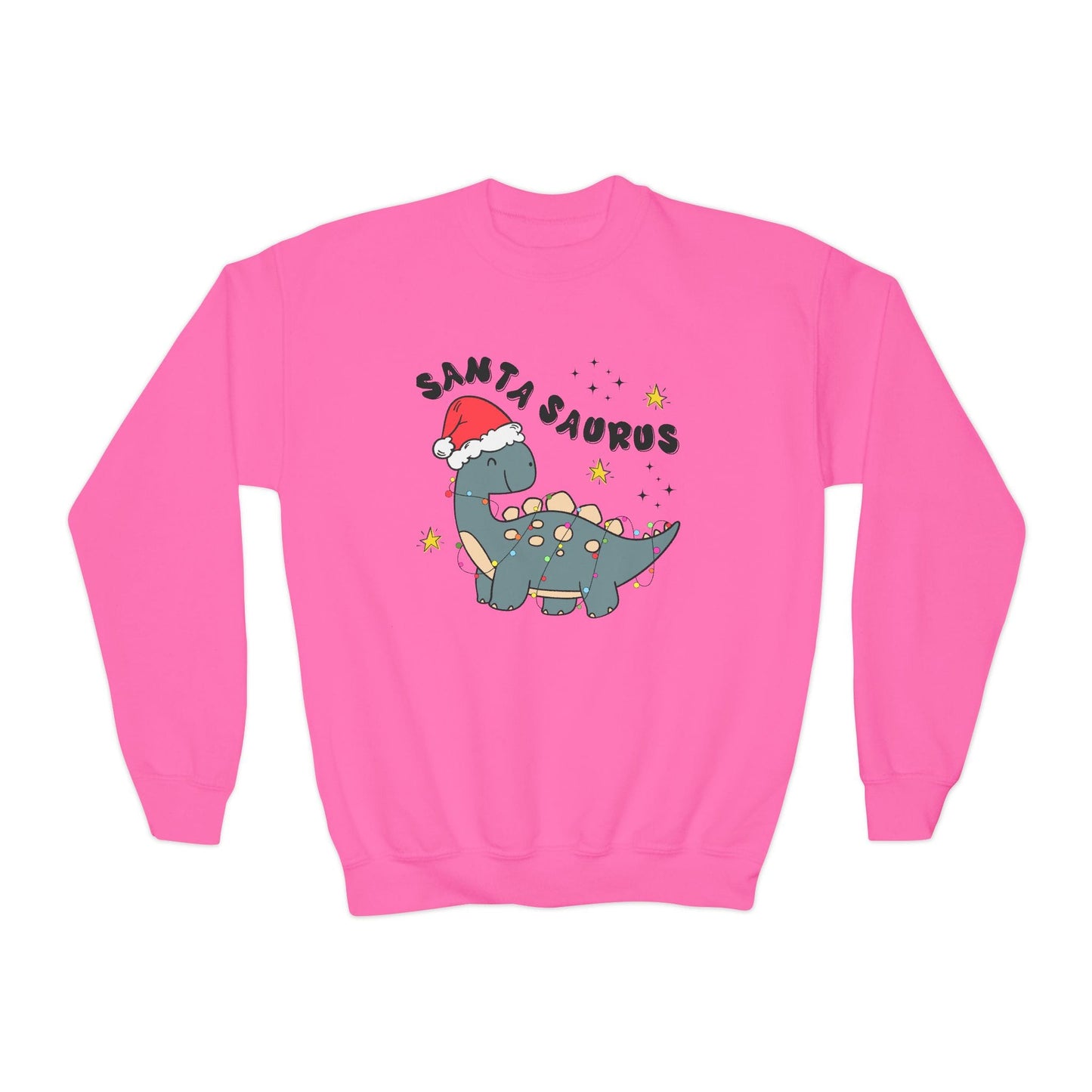santasaurus youth christmas sweatshirt safety pink sweatshirt uk Christmas gift idea