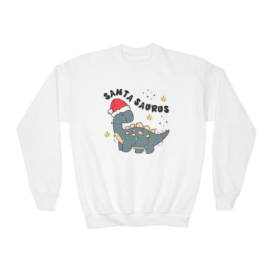 santasaurus youth christmas sweatshirt white sweatshirt uk Christmas gift idea