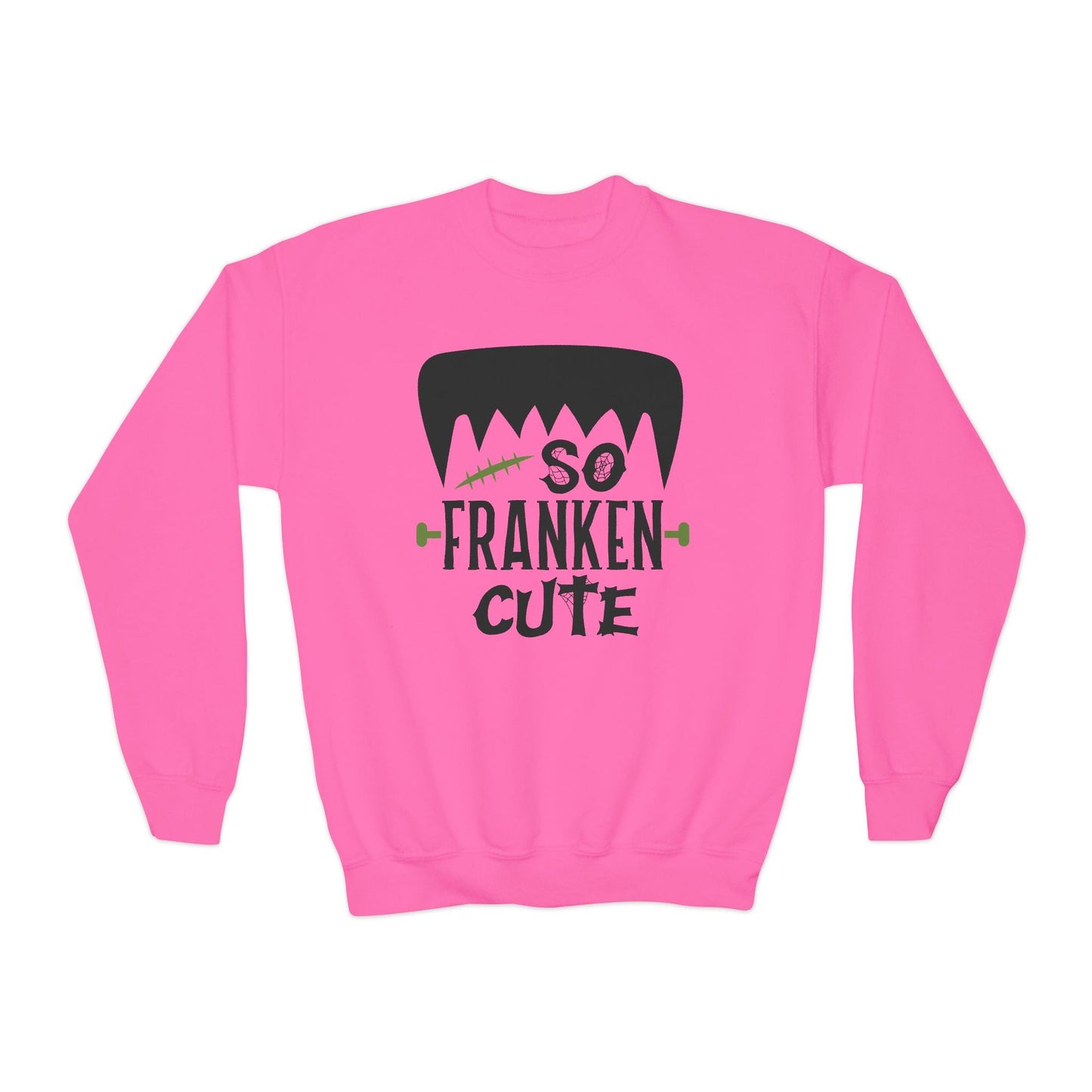 So Franken Cute Kids Halloween Sweatshirt Safety Pink / XS gift_idea unique_gift personalised_gift