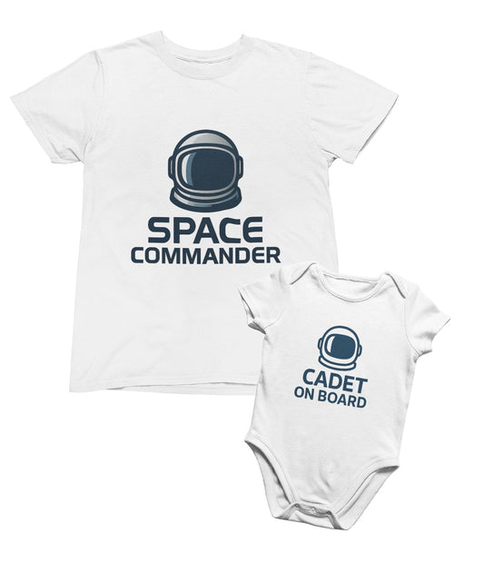 Space Commander & Cadet Matching T-Shirt Gift Set Small / 0-3 months gift_idea unique_gift personalised_gift