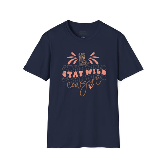 stay wild cowgirl t-shirt navy t-shirt uk cowgirl gift idea