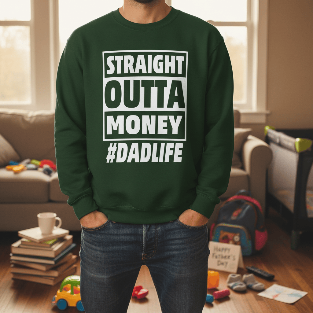 Straight Outta Money #DadLife Sweatshirt gift_idea unique_gift personalised_gift