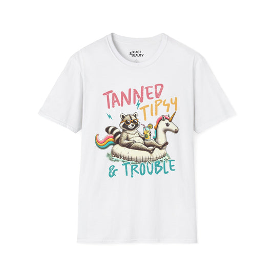 tanned tipsy & trouble t-shirt white t-shirt uk gift gift idea