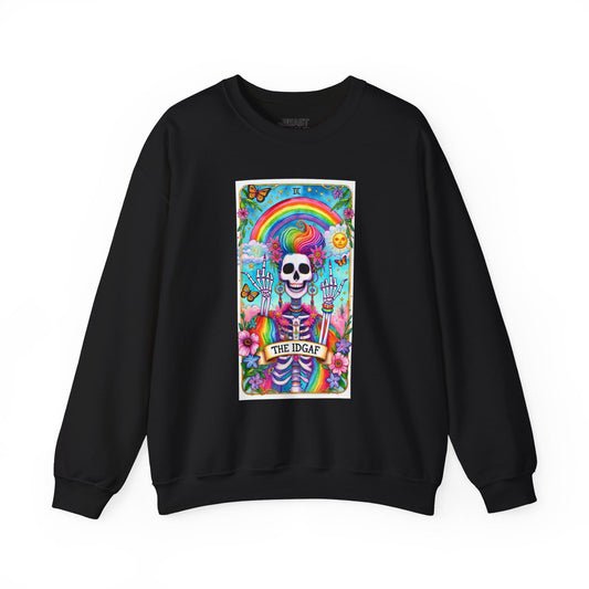 The IDGAF Skeleton Tarot Card Sweatshirt Black / S gift_idea unique_gift personalised_gift