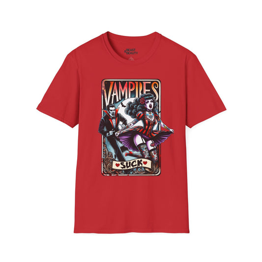 Vampires Suck Gothic Tarot T-Shirt Red / S gift_idea unique_gift personalised_gift
