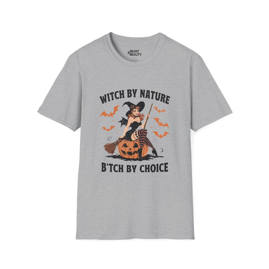 Witch By Nature B*tch By Choice Funny Halloween T-Shirt Sport Grey / S gift_idea unique_gift personalised_gift