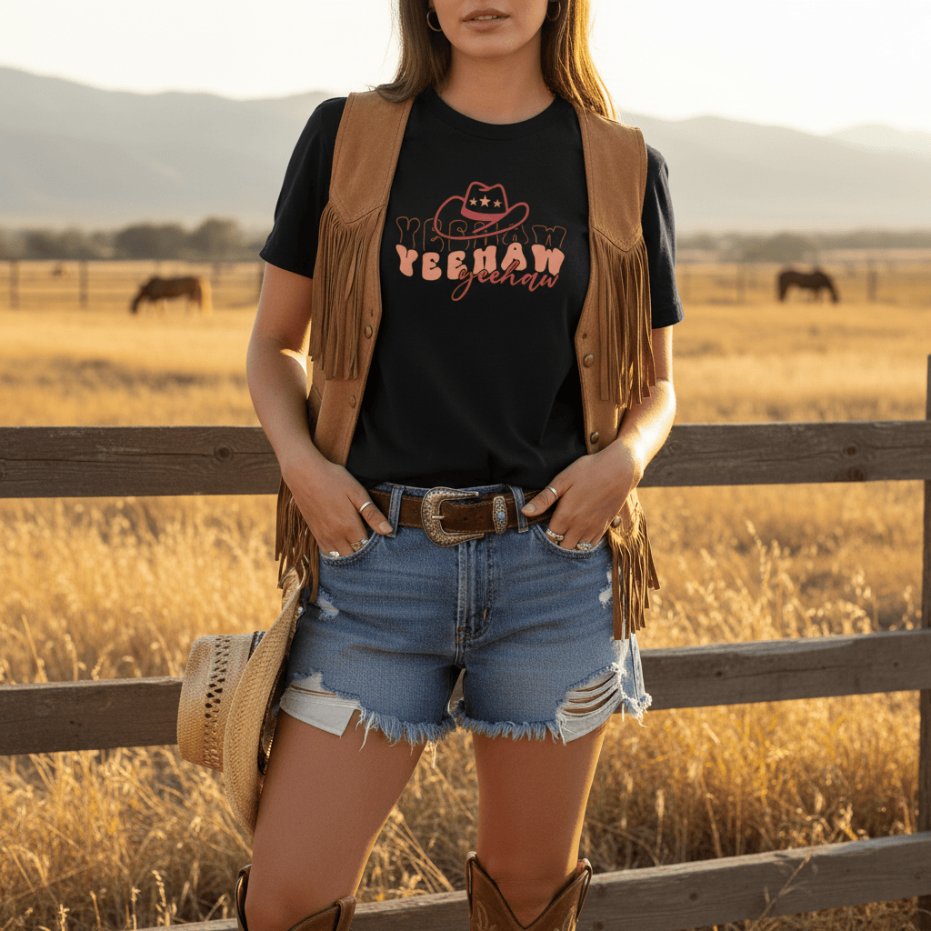 Yeehaw Yeehaw Cowgirl T-Shirt gift_idea unique_gift personalised_gift