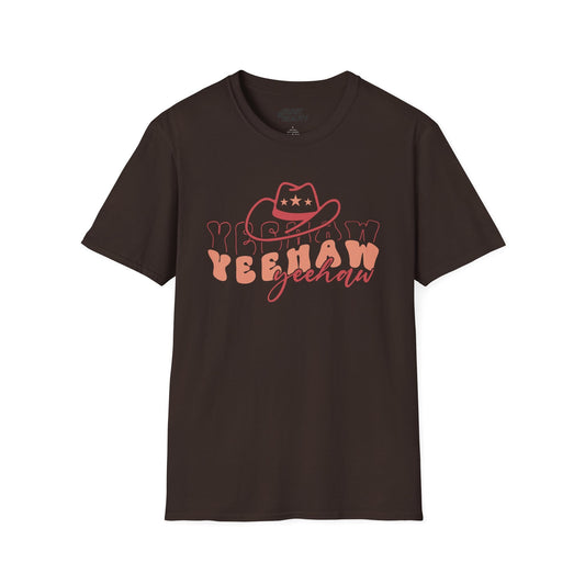yeehaw yeehaw cowgirl t-shirt dark chocolate t-shirt uk cowgirl gift idea