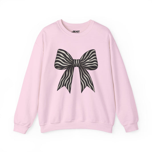 zebra bow sweatshirt light pink sweatshirt uk coquette gift idea