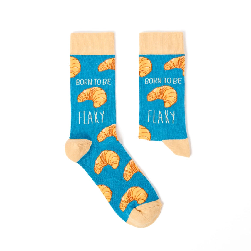 Born To Be Flaky Socks – Funny Croissant Socks for Food Lovers UK
