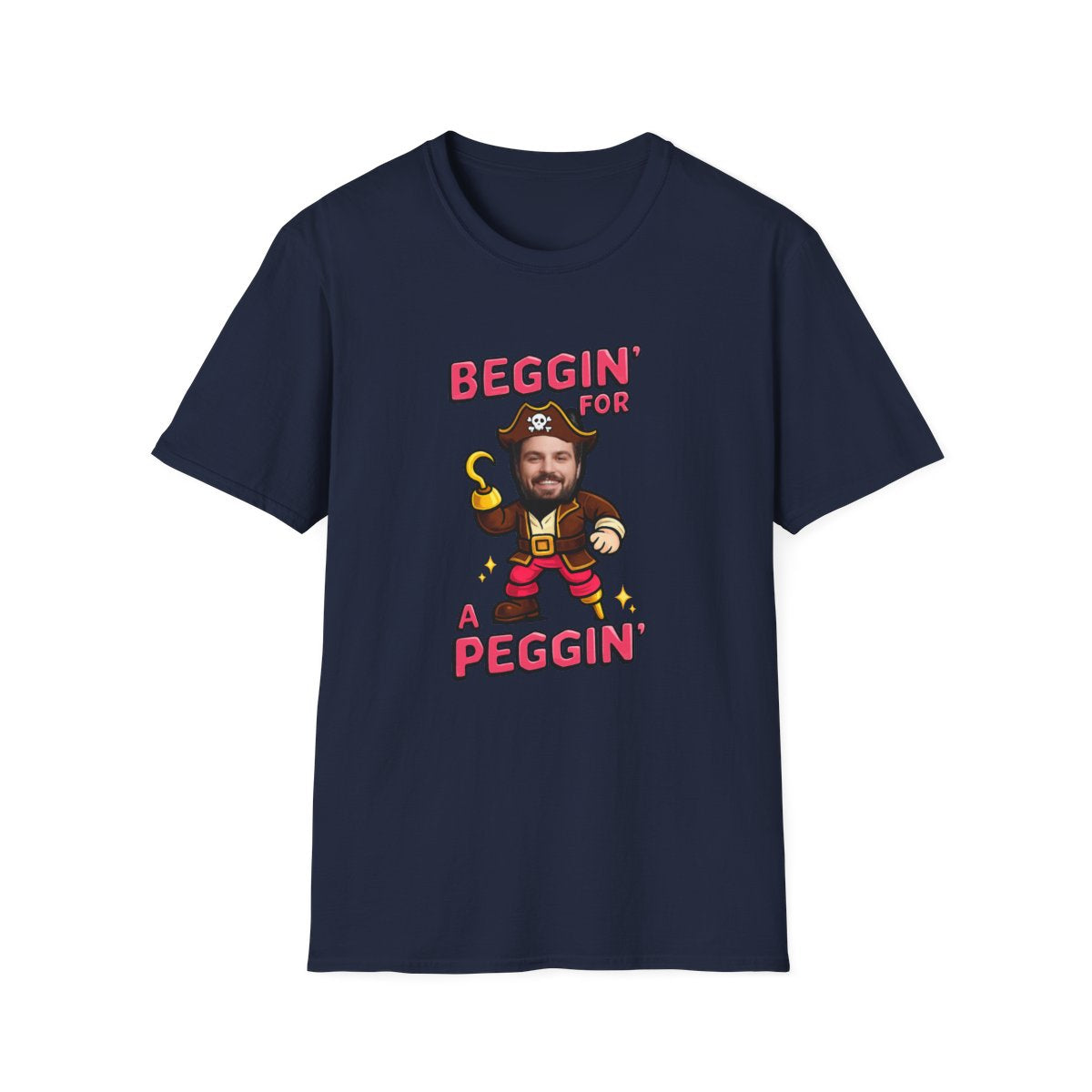 Beggin For A Peggin personalised pirate stag t-shirt Navy
