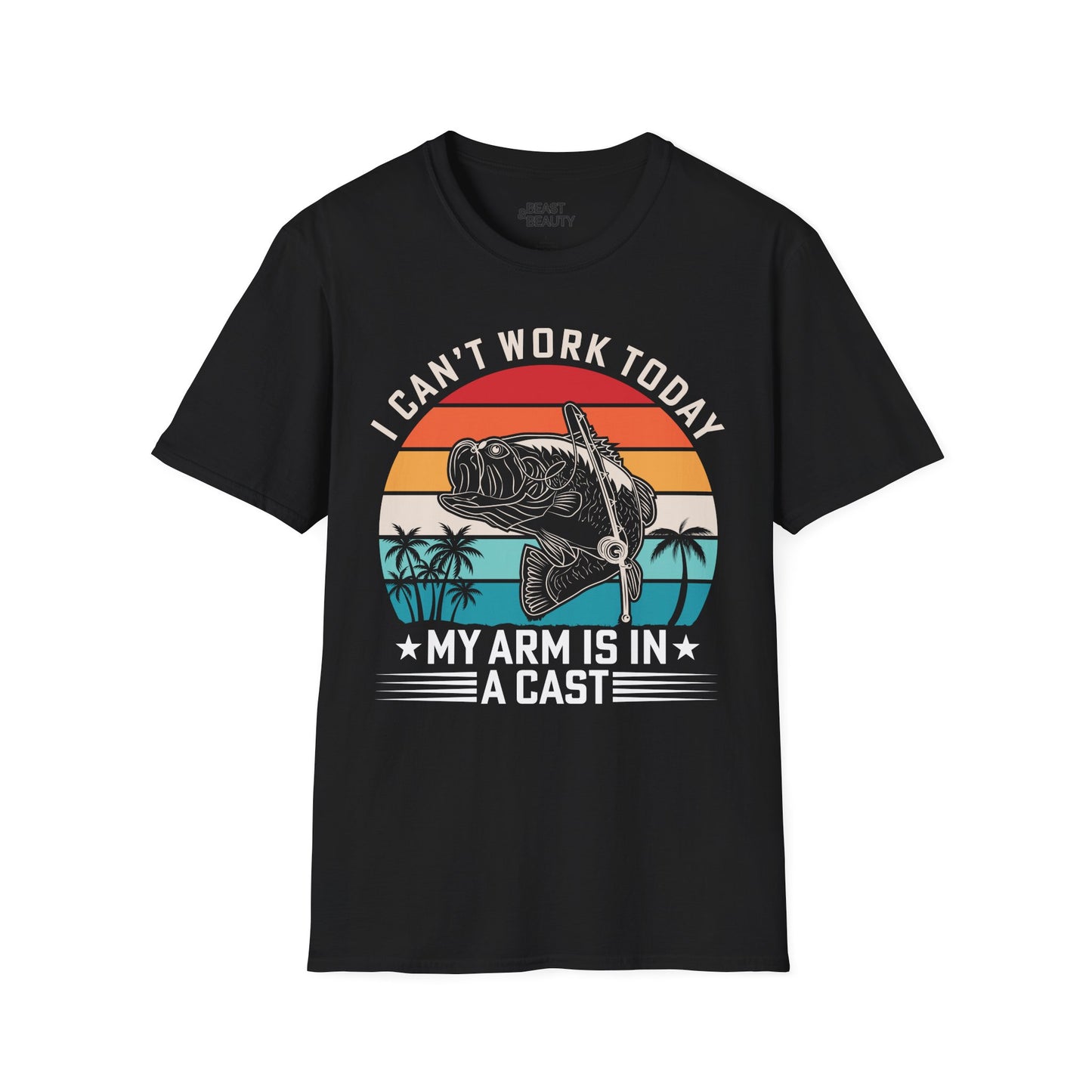I Can't Work Today My Arm Is In A Cast Fishing T-Shirt Printify