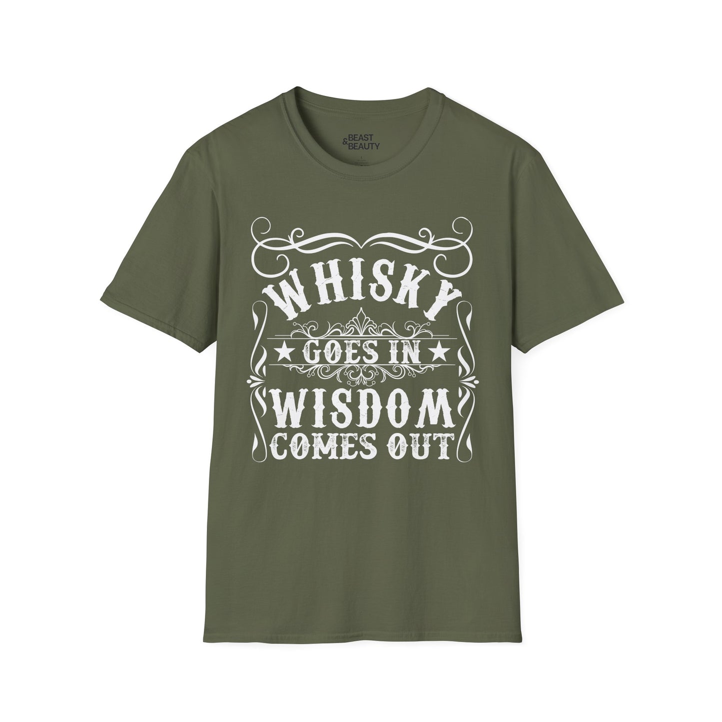 Whisky Goes In Wisdom Comes Out T-Shirt Printify
