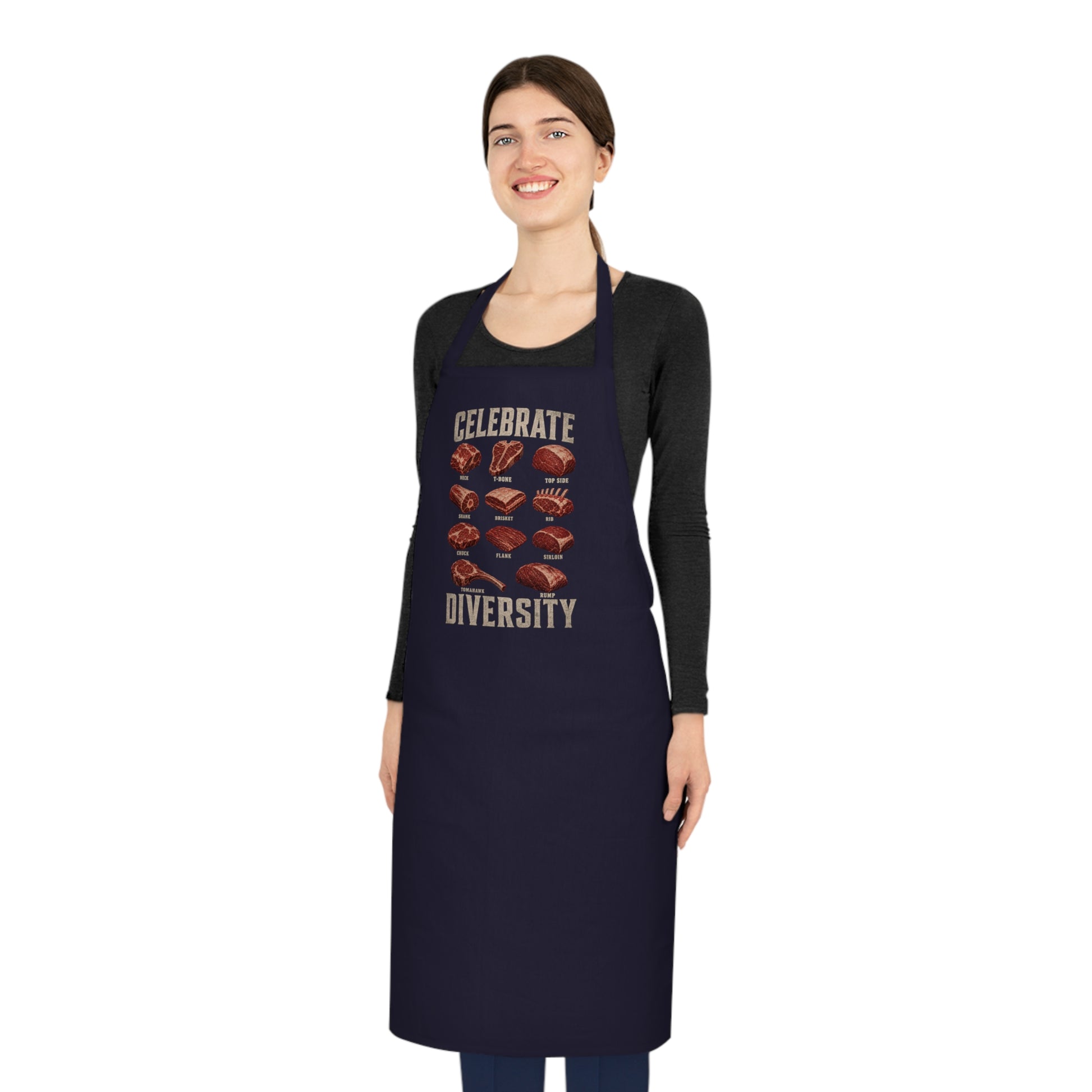 Celebrate Diversity BBQ Meat Cuts Apron Printify