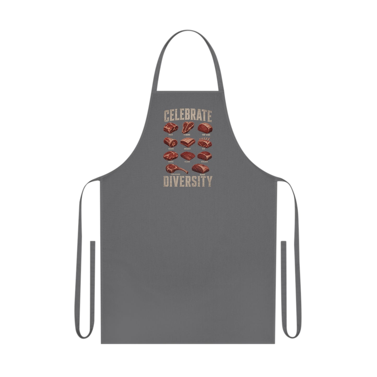 Celebrate Diversity BBQ Meat Cuts Apron Printify