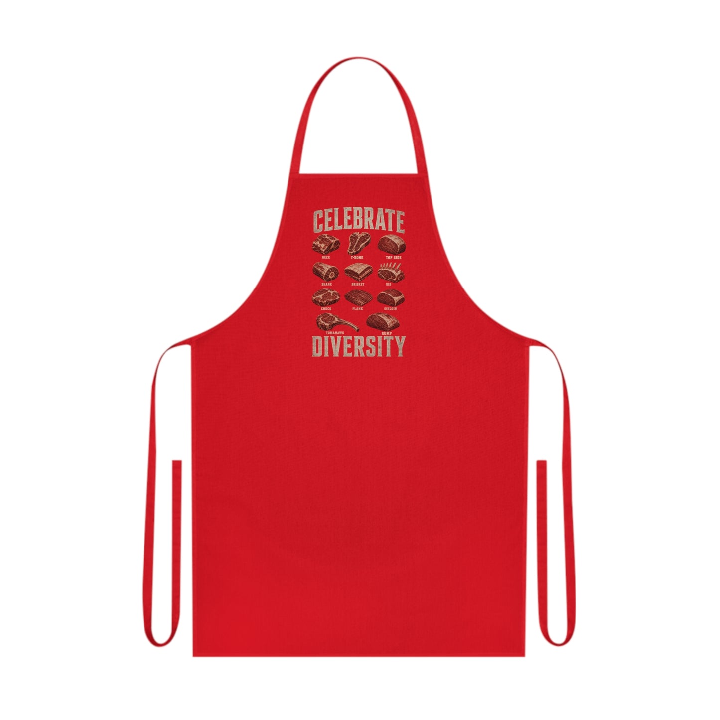 Celebrate Diversity BBQ Meat Cuts Apron Printify