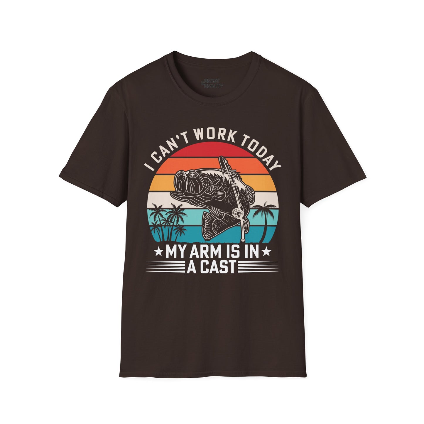 I Can't Work Today My Arm Is In A Cast Fishing T-Shirt Printify