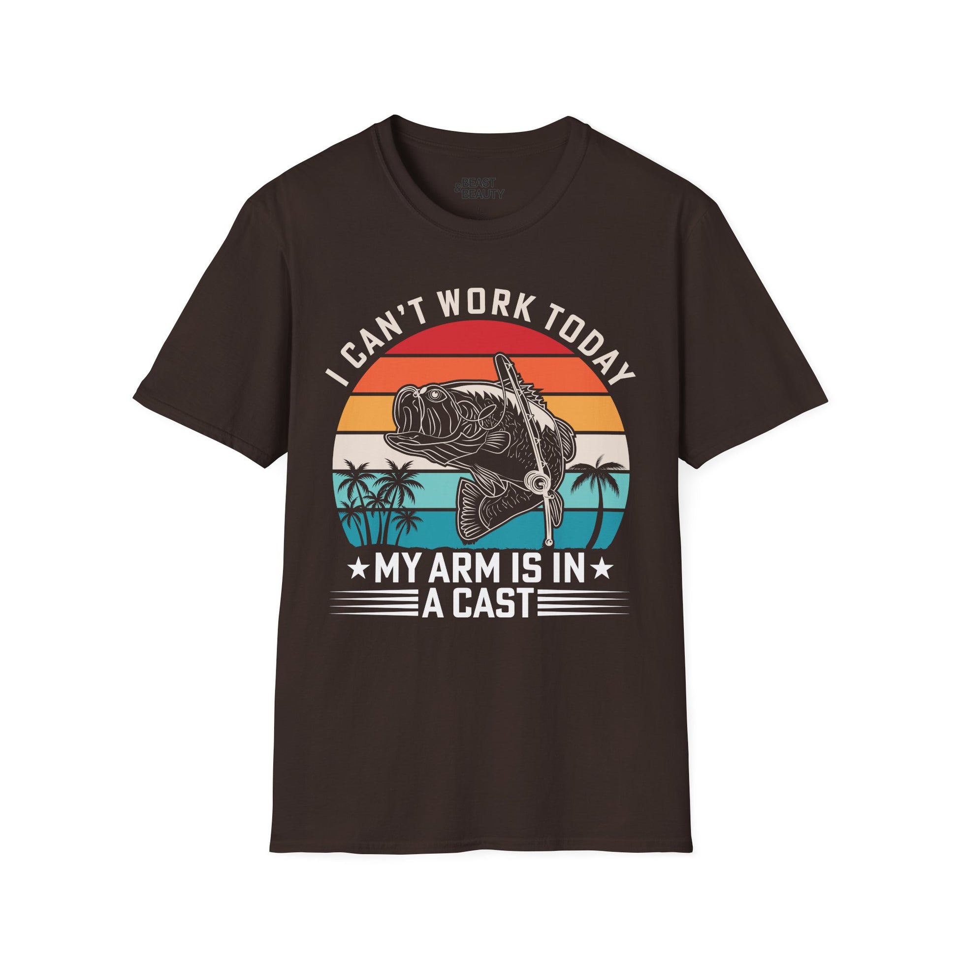 I Can't Work Today My Arm Is In A Cast Fishing T-Shirt Printify