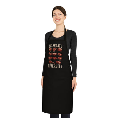 Celebrate Diversity BBQ Meat Cuts Apron Printify