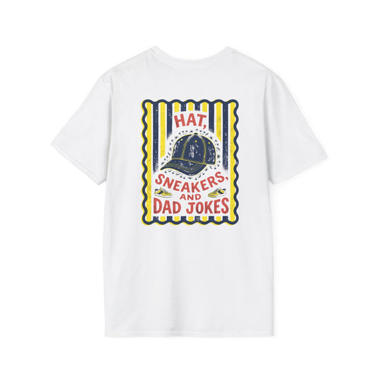 Hat Sneakers And Dad Jokes T-Shirt Printify