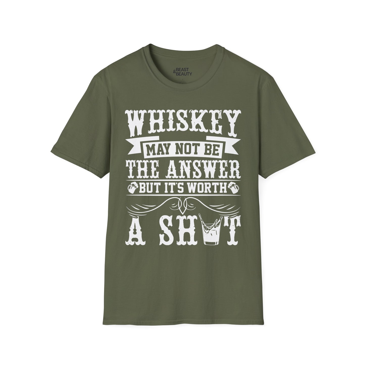 Whiskey May Not Be the Answer But It's Worth a Shot T-Shirt t-shirt view 6