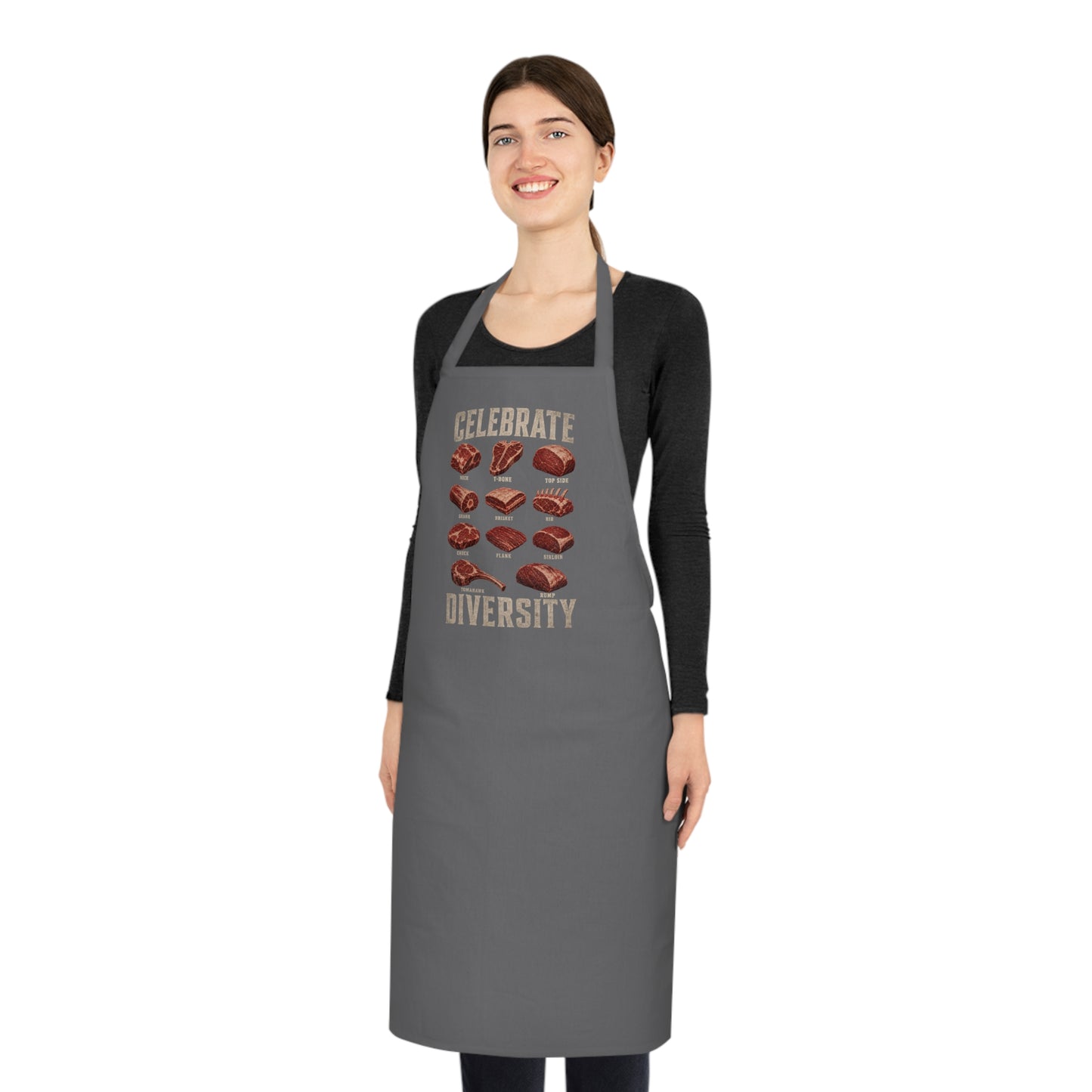 Celebrate Diversity BBQ Meat Cuts Apron Printify