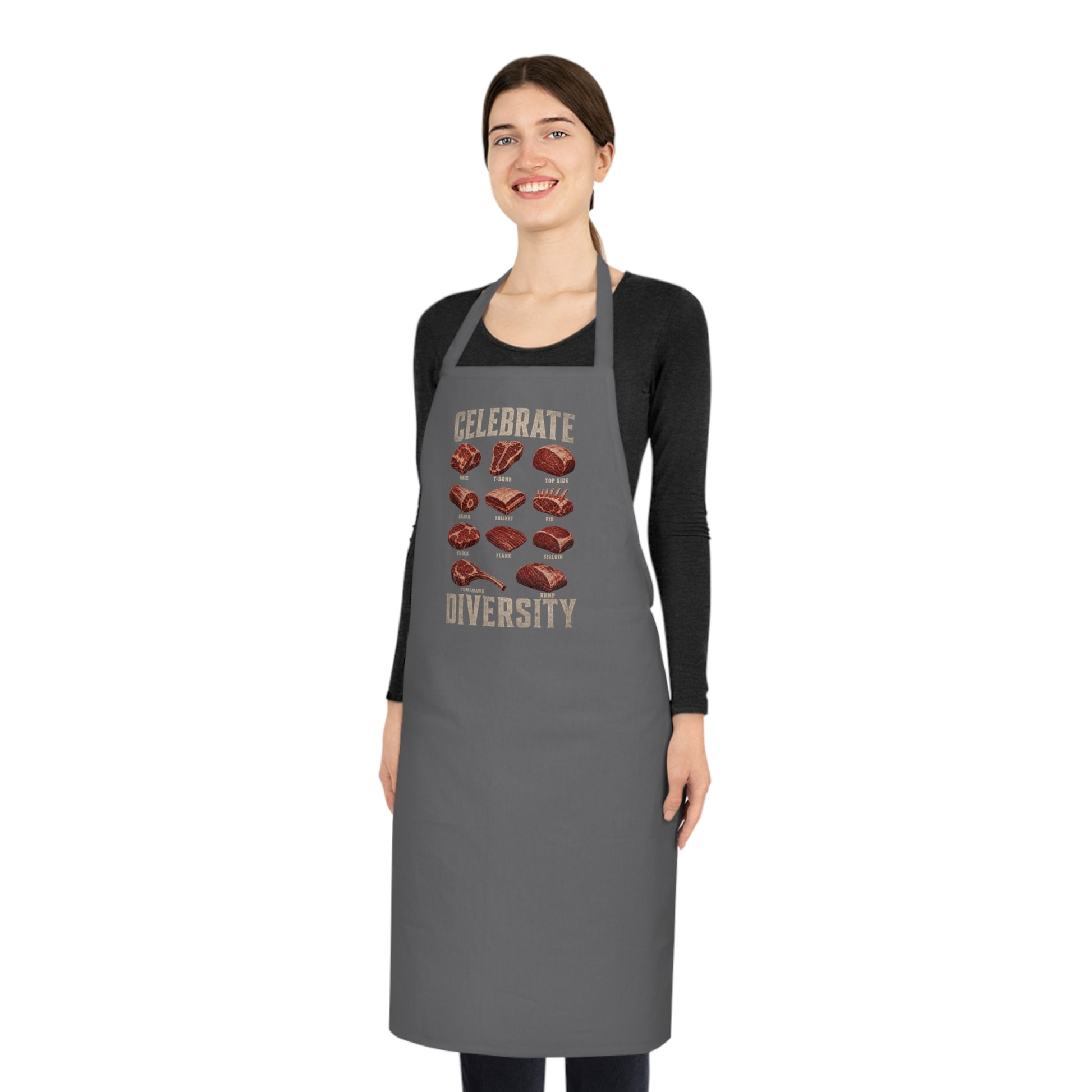 Celebrate Diversity BBQ Meat Cuts Apron Printify