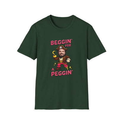 Beggin For A Peggin personalised pirate stag t-shirt Forest Green
