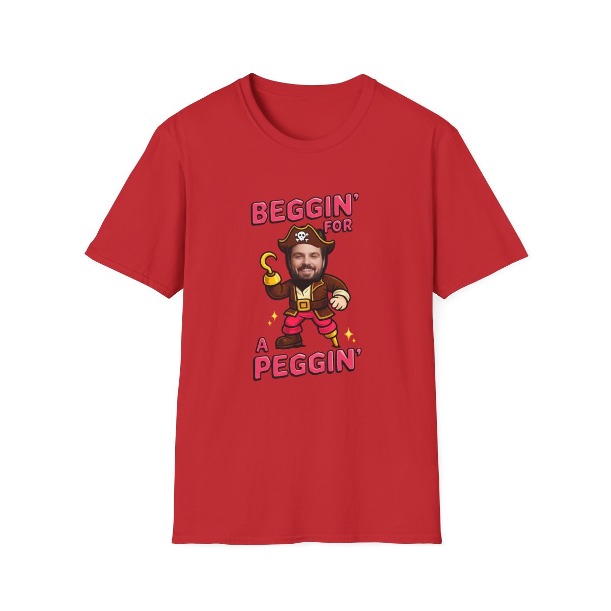 Beggin For A Peggin personalised pirate stag t-shirt Red
