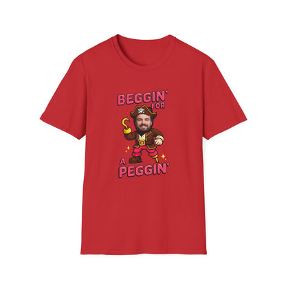 Beggin For A Peggin personalised pirate stag t-shirt Red