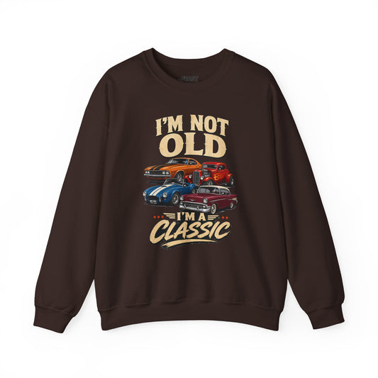 light pink sweatshirt with i'm not old i'm a classic funny car slogan design
