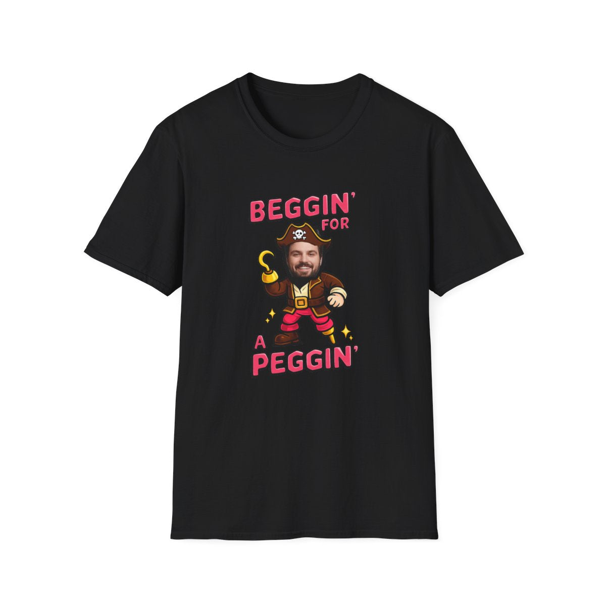 Beggin For A Peggin personalised pirate stag t-shirt Black
