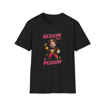 Beggin For A Peggin personalised pirate stag t-shirt Black