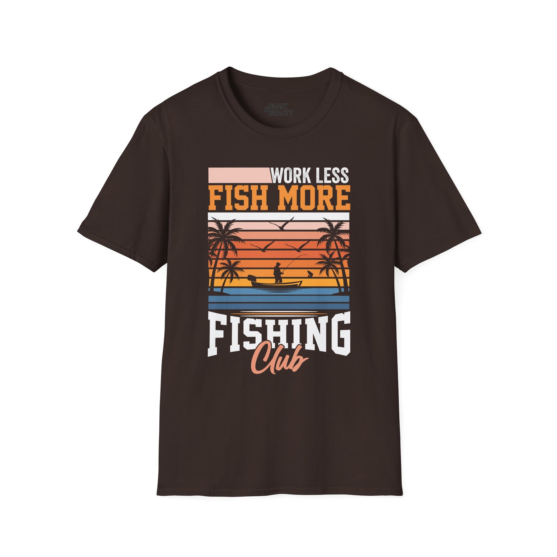 Work Less Fish More Fishing Club T-Shirt Printify
