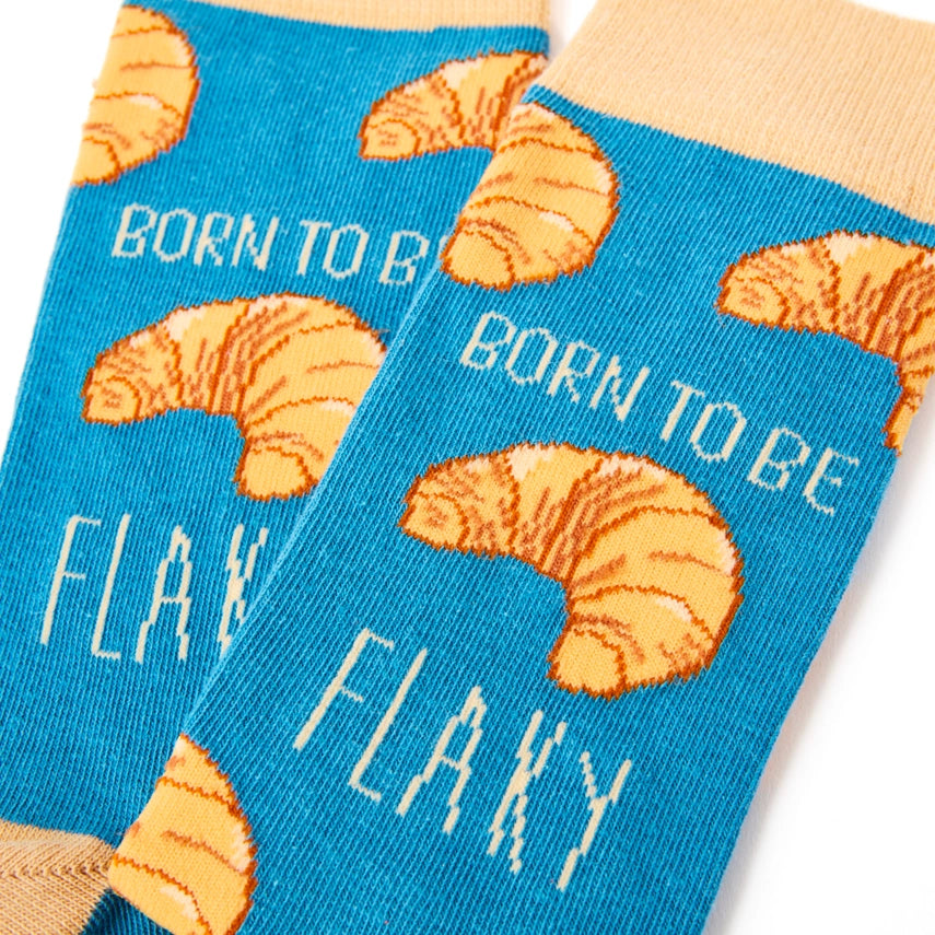 Born To Be Flaky Socks – Funny Croissant Socks for Food Lovers UK