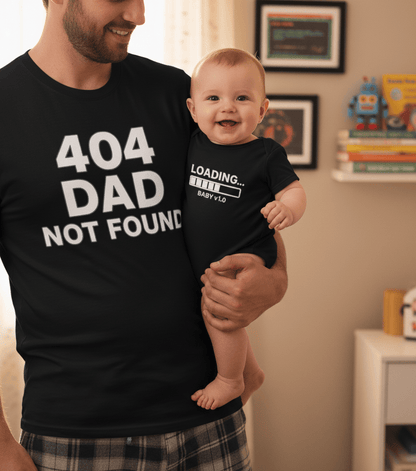 404 Dad Loading Matching T-Shirt & Baby Grow Gift Set gift_idea unique_gift personalised_gift