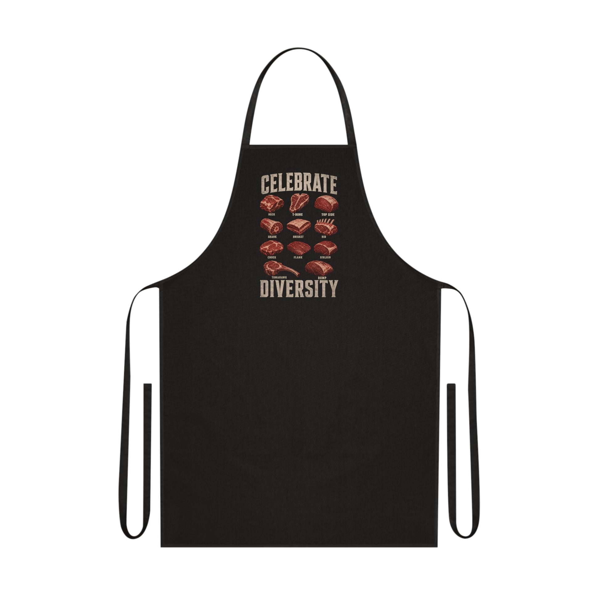 Celebrate Diversity BBQ Meat Cuts Apron Printify
