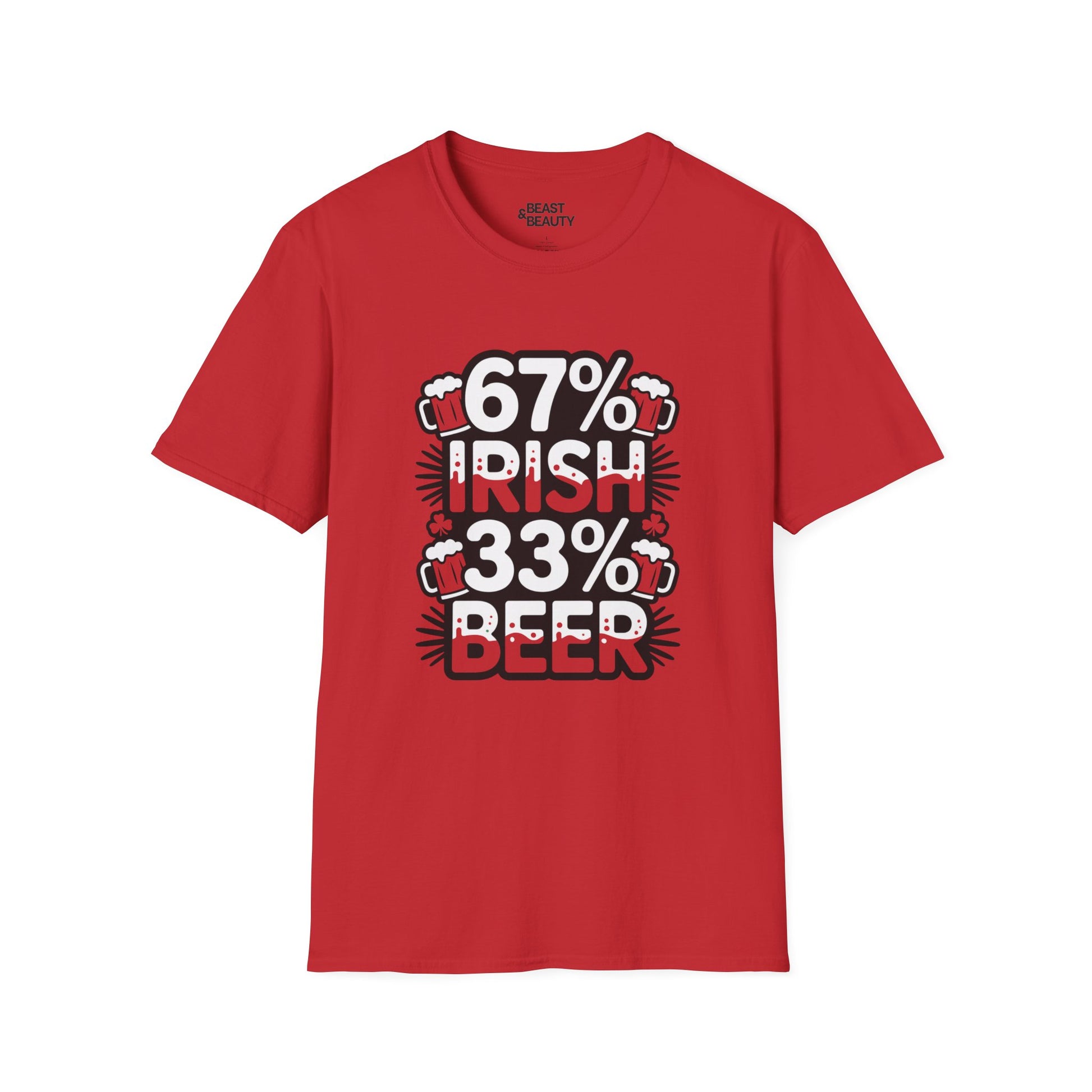 67% Irish 33% Beer Dad T-Shirt Printify